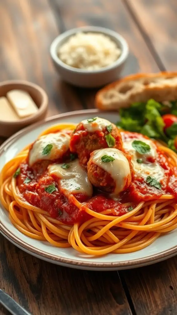 baked spaghetti with meatballs