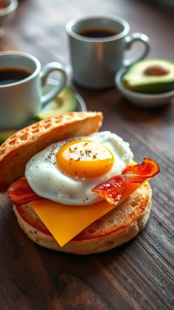 breakfast sandwich on muffins