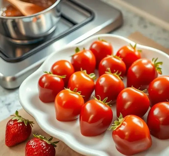 candied strawberries on skewers