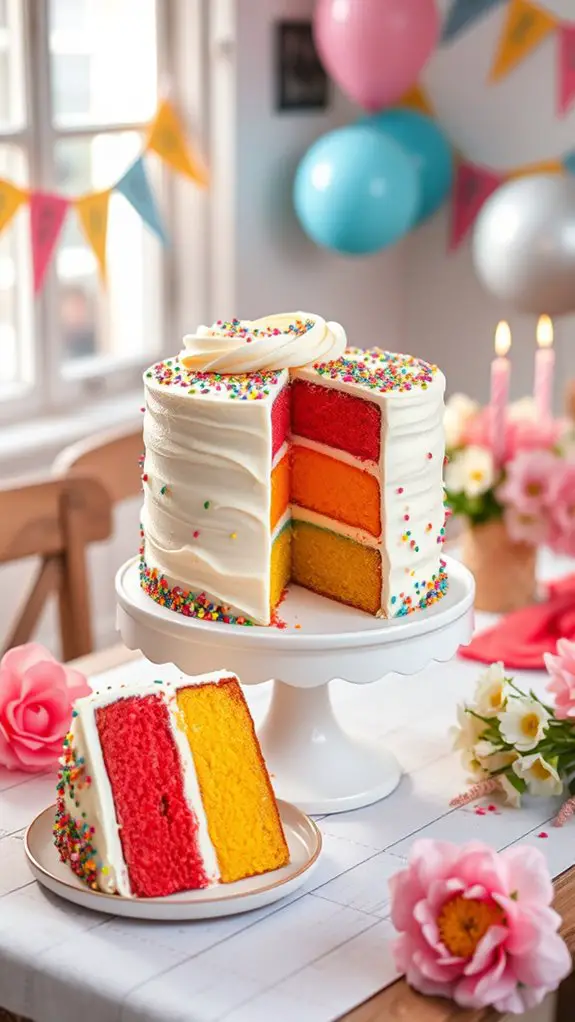colorful layered birthday cake
