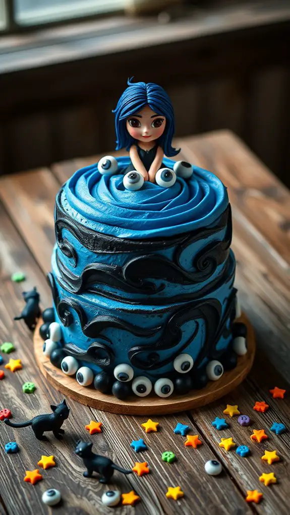 coraline themed birthday cake
