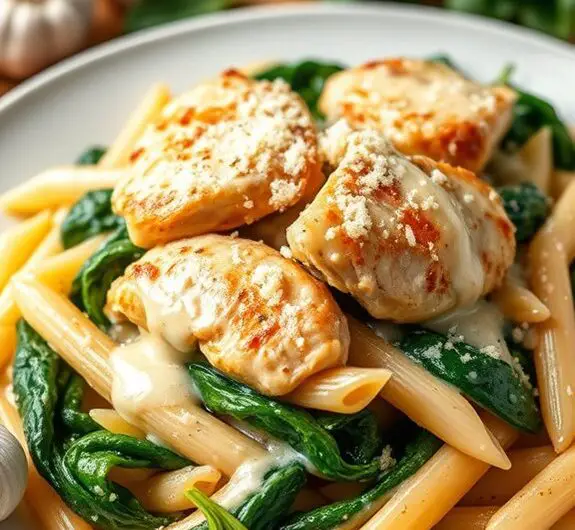 creamy chicken spinach pasta