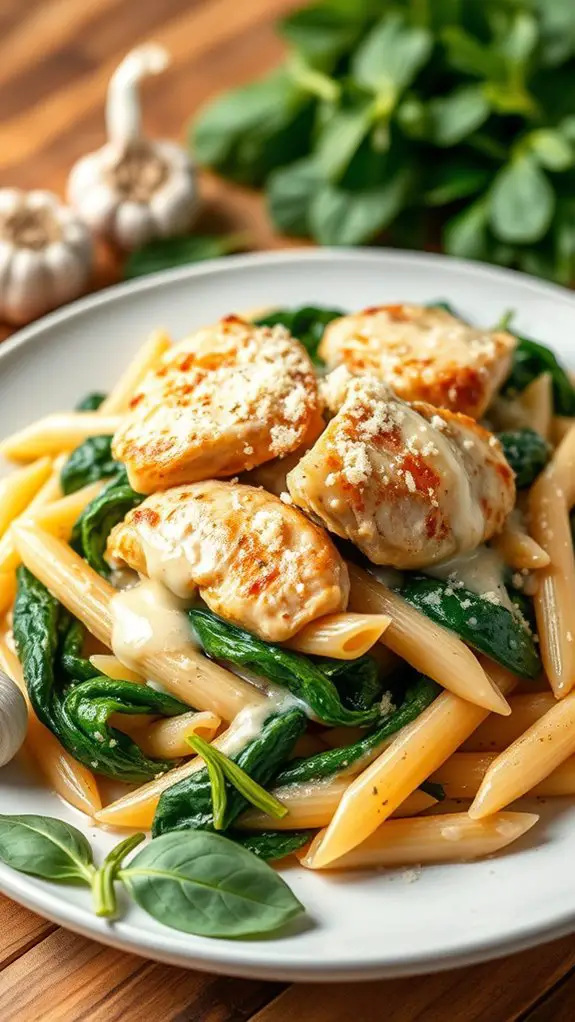 creamy chicken spinach pasta