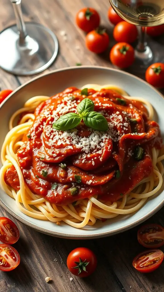 creamy pasta with red sauce