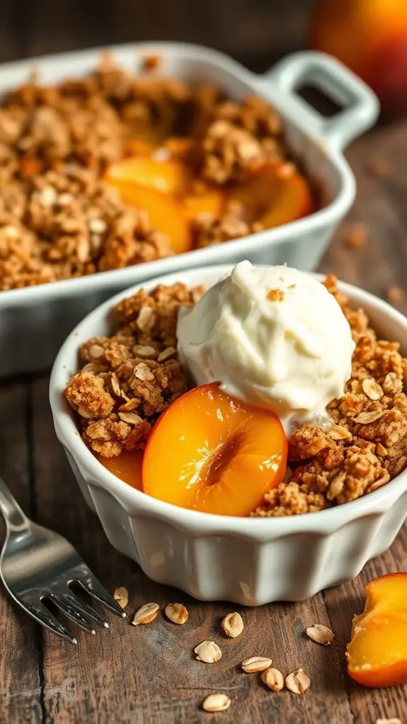crispy dessert with peaches
