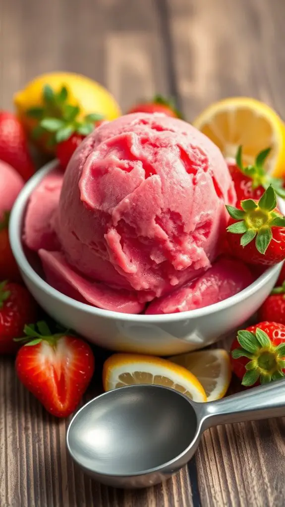 delicious homemade strawberry sorbet