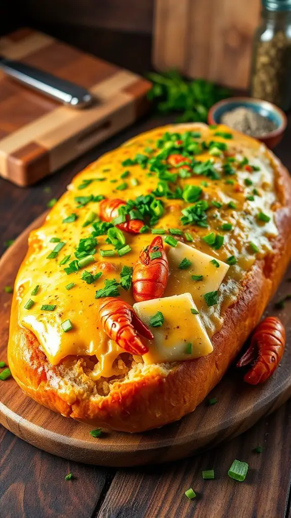 delicious seafood filled bread
