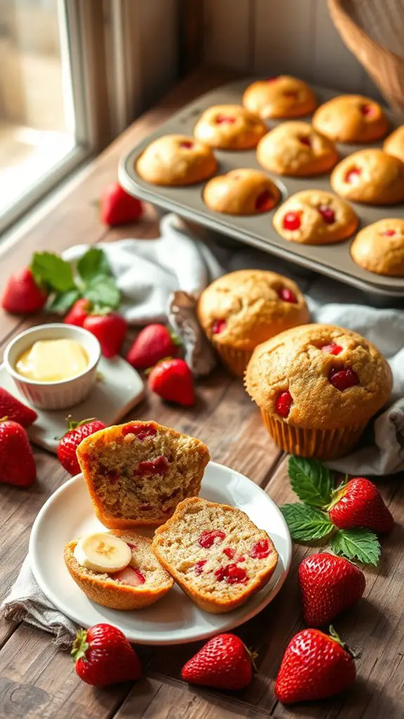 delicious strawberry banana muffins