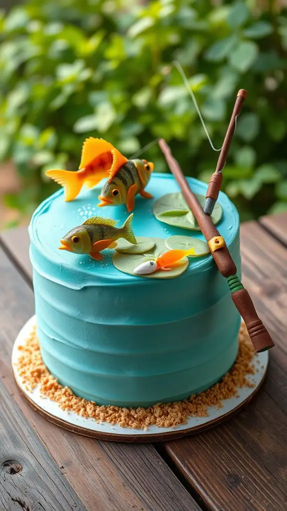 fishing themed celebration dessert