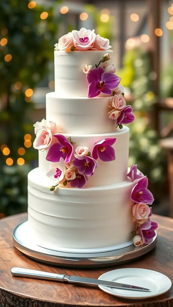 floral adorned wedding cake