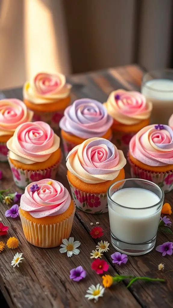 floral themed cupcake decoration