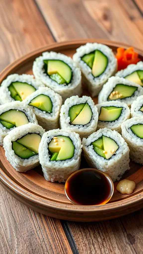 fresh cucumber sushi rolls