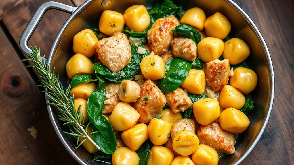 garlic chicken gnocchi skillet