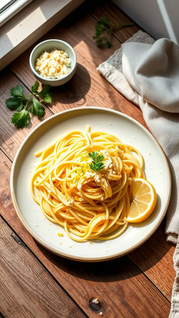 lemon flavored cheesy pasta dish