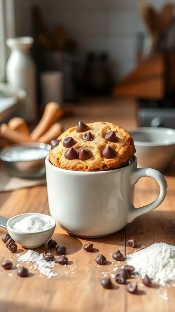 mug cookie with chocolate