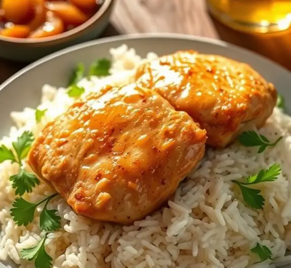 savory chicken on rice