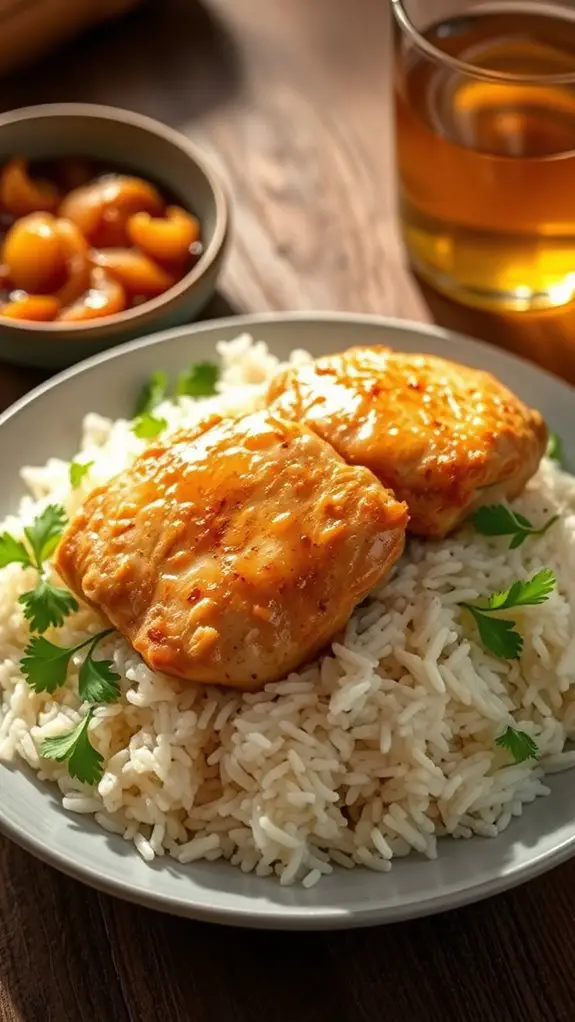 savory chicken on rice