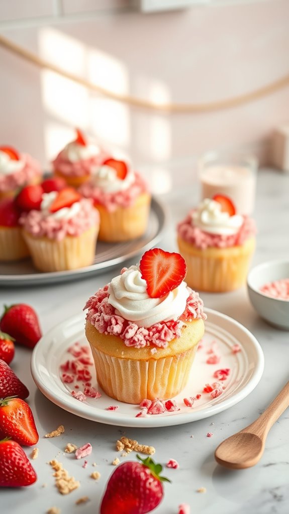 strawberry flavored dessert cupcakes