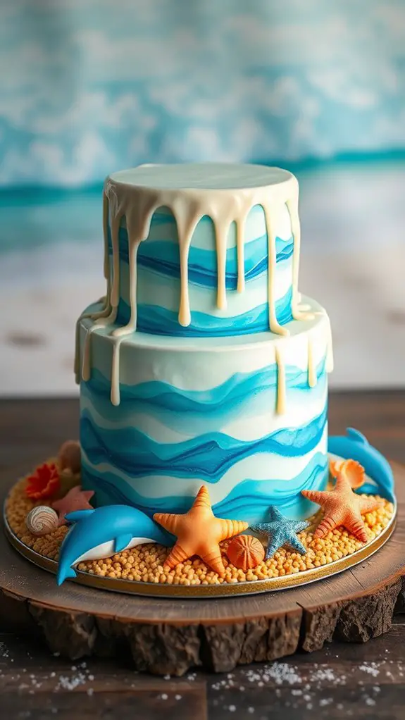 underwater birthday celebration cake