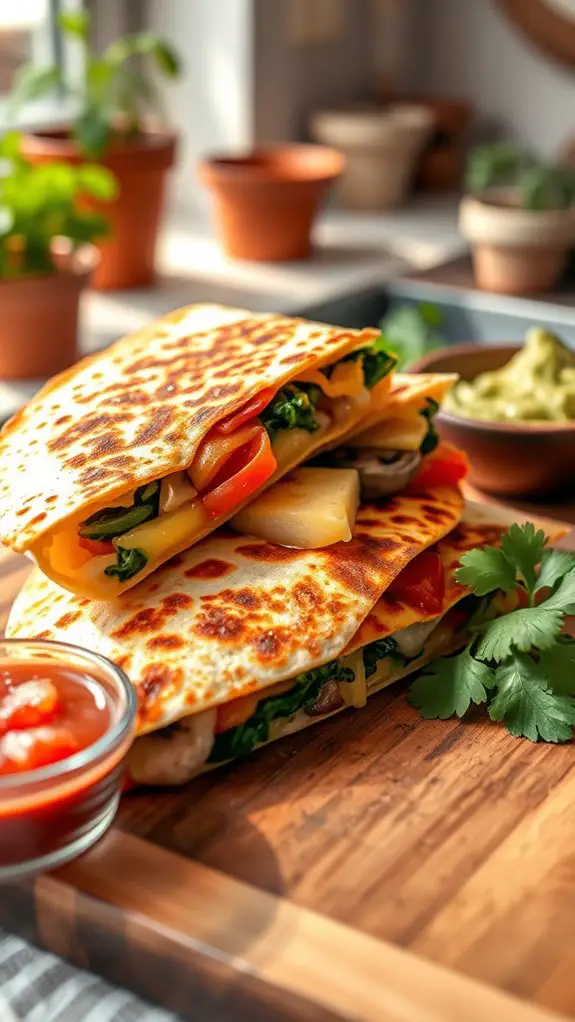 vegetarian cheese filled tortilla